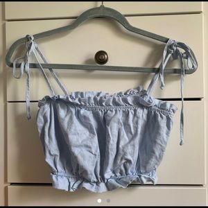 baby blue ruffled tank